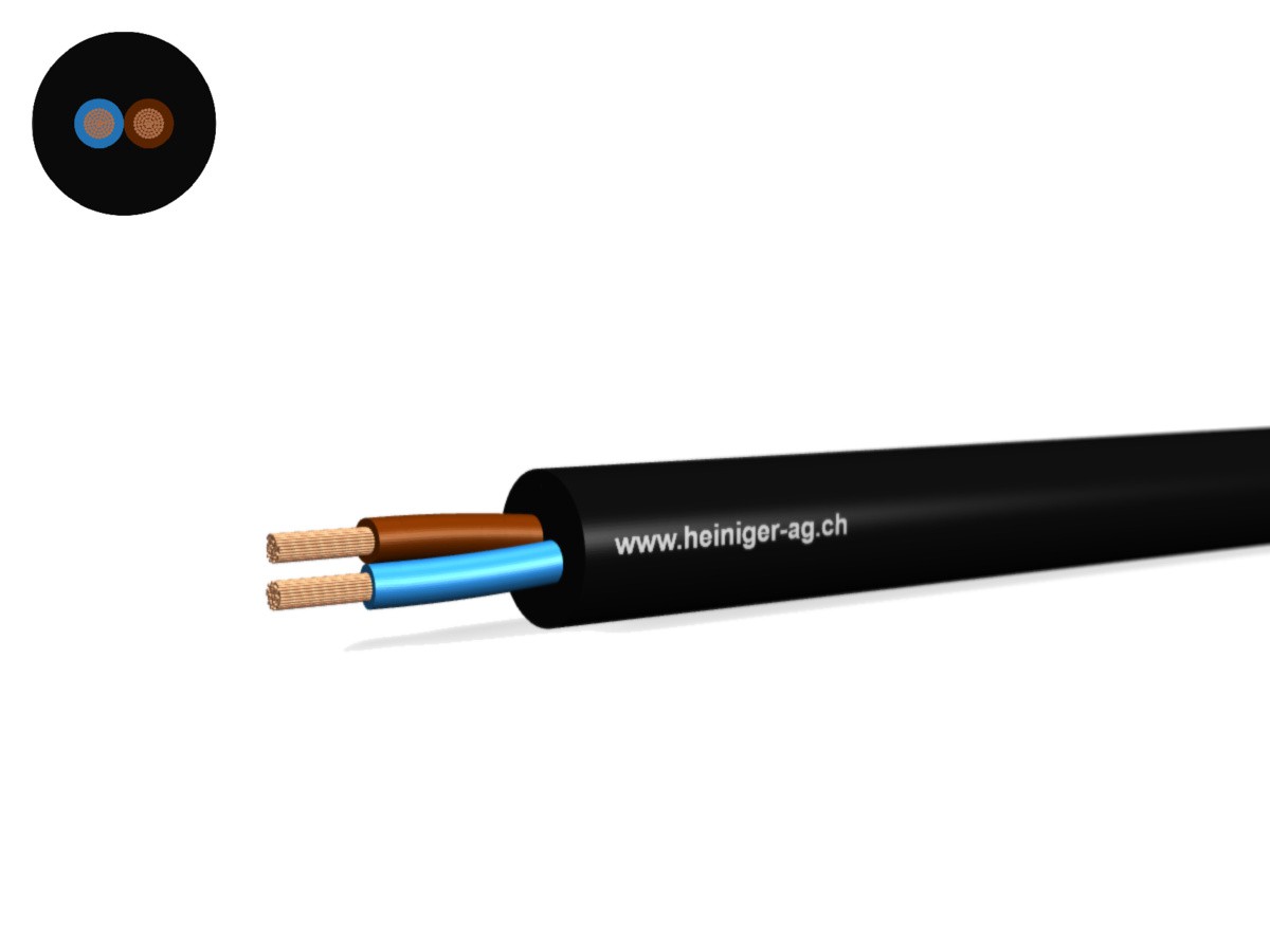 Câble d'appareils Td Eca 2x1.00 LN nr - RAL9005 H05VV-F 300/500V HD 308 S2