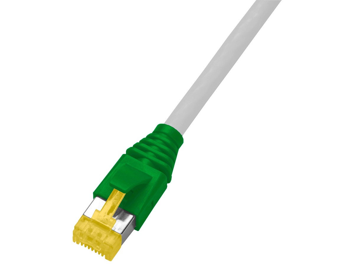 Unipatch 4P S/FTP 1:1 RJ45 AMP 2.0m - Cat.6A, câble gris/capot TLP vert