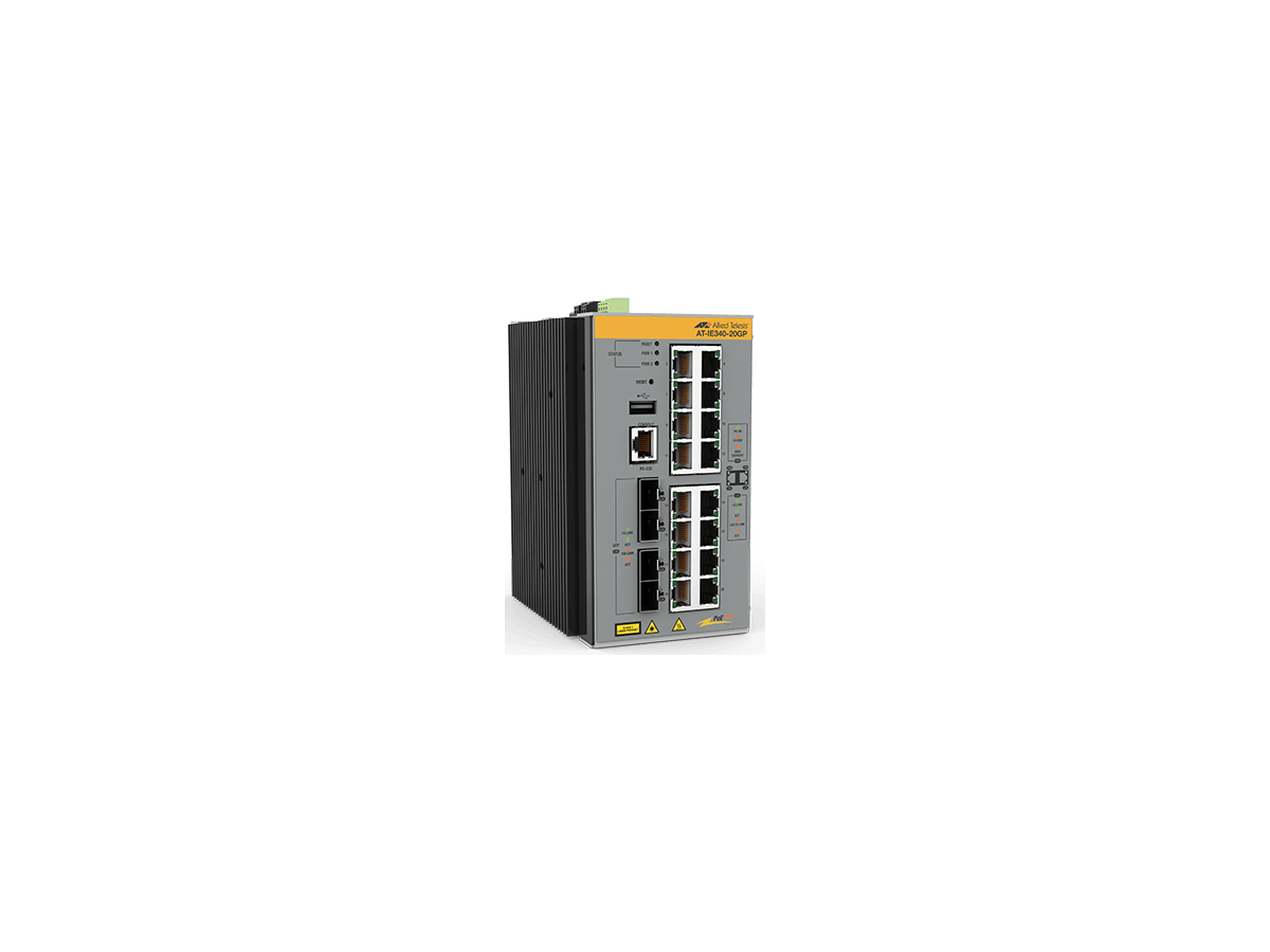 AT-IE340-20GP, Industrial Switch L3 - 16x10/100/1000T, 4xSFP, PoE, 240W
