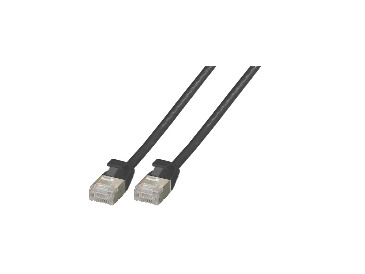 Patchcâble RJ45 U/FTP Cat. 6A, 1.0m - câble TPE noir, D: 4.0mm ultramince