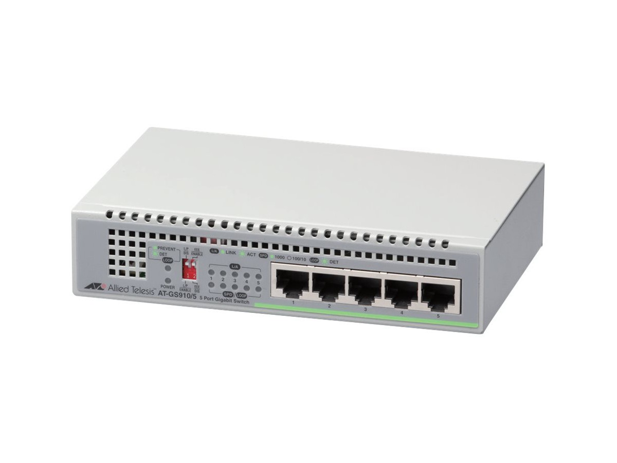 AT-GS910/5, 5x10/100/1000T - Switch L2, unmanaged