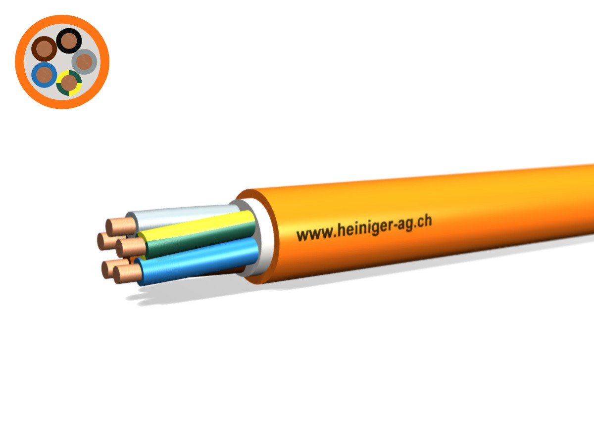 Câble de séc. FE180 E30-E60 B2ca 5x10 - LNPE PYROFIL san-hal non p. de flamme or