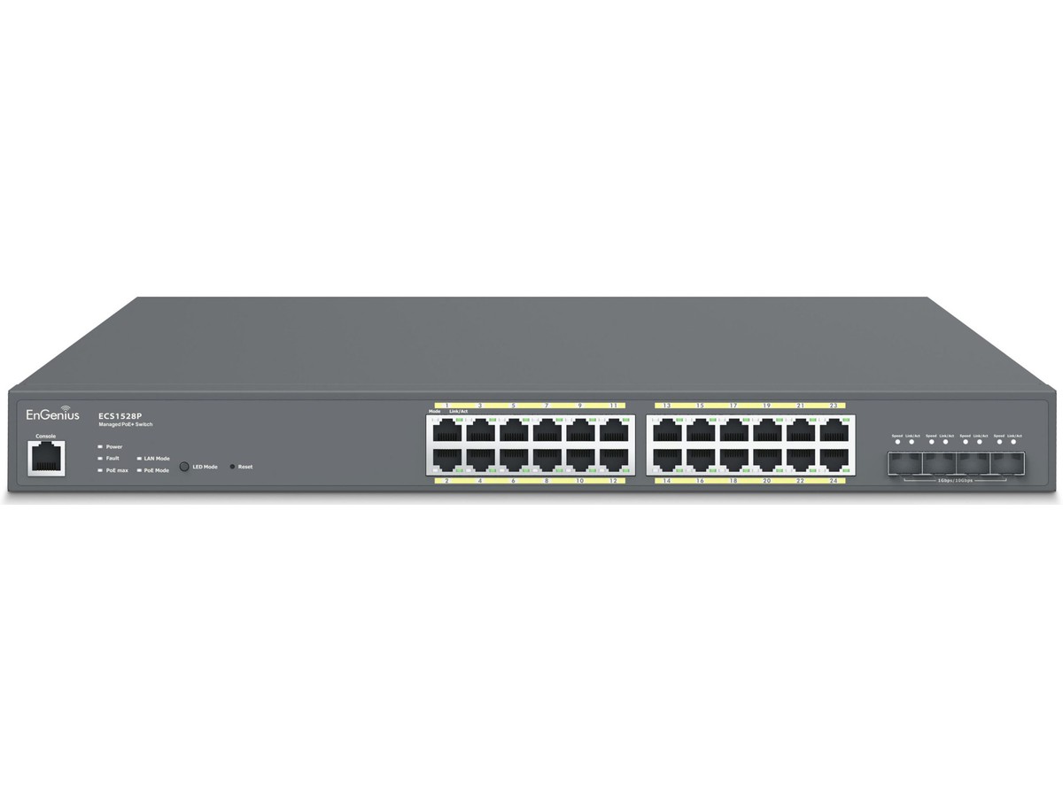 EnGenius ECS1528P, Cloud Managed Switch - PoE+, 24x1000T, 4xSFP+, 240W