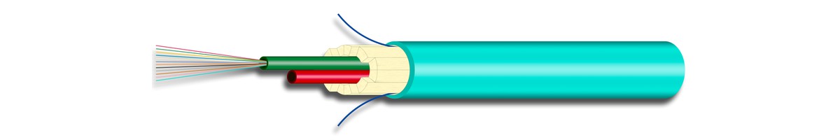 H-LINE FO Universal 2x12G50/125 OM3, Eca - Innen/Aussenkabel 8.0mm, 3000N, türkis
