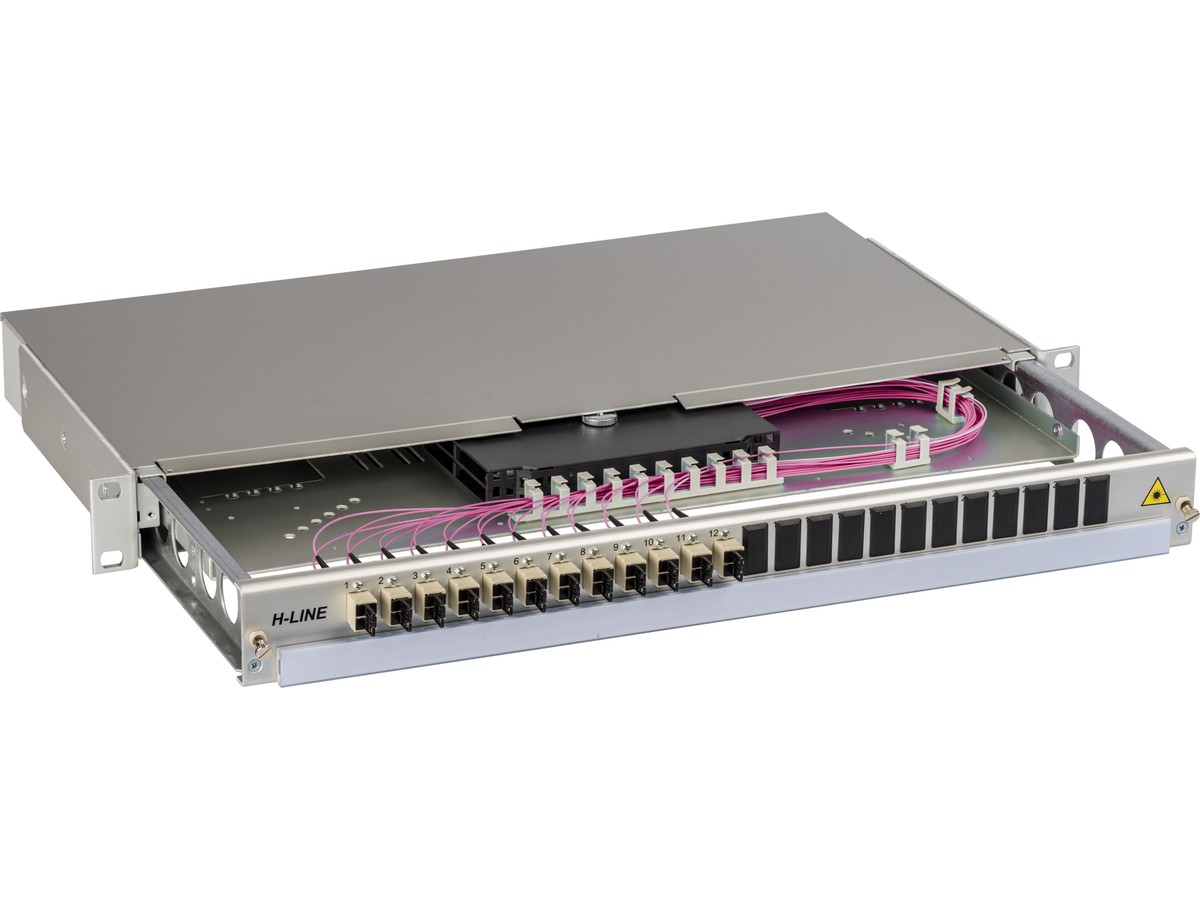 Tête de câble alu 6xLX.5 duplex 50/125 - OM4, H-Line, 1UH, prêt à jonctionner
