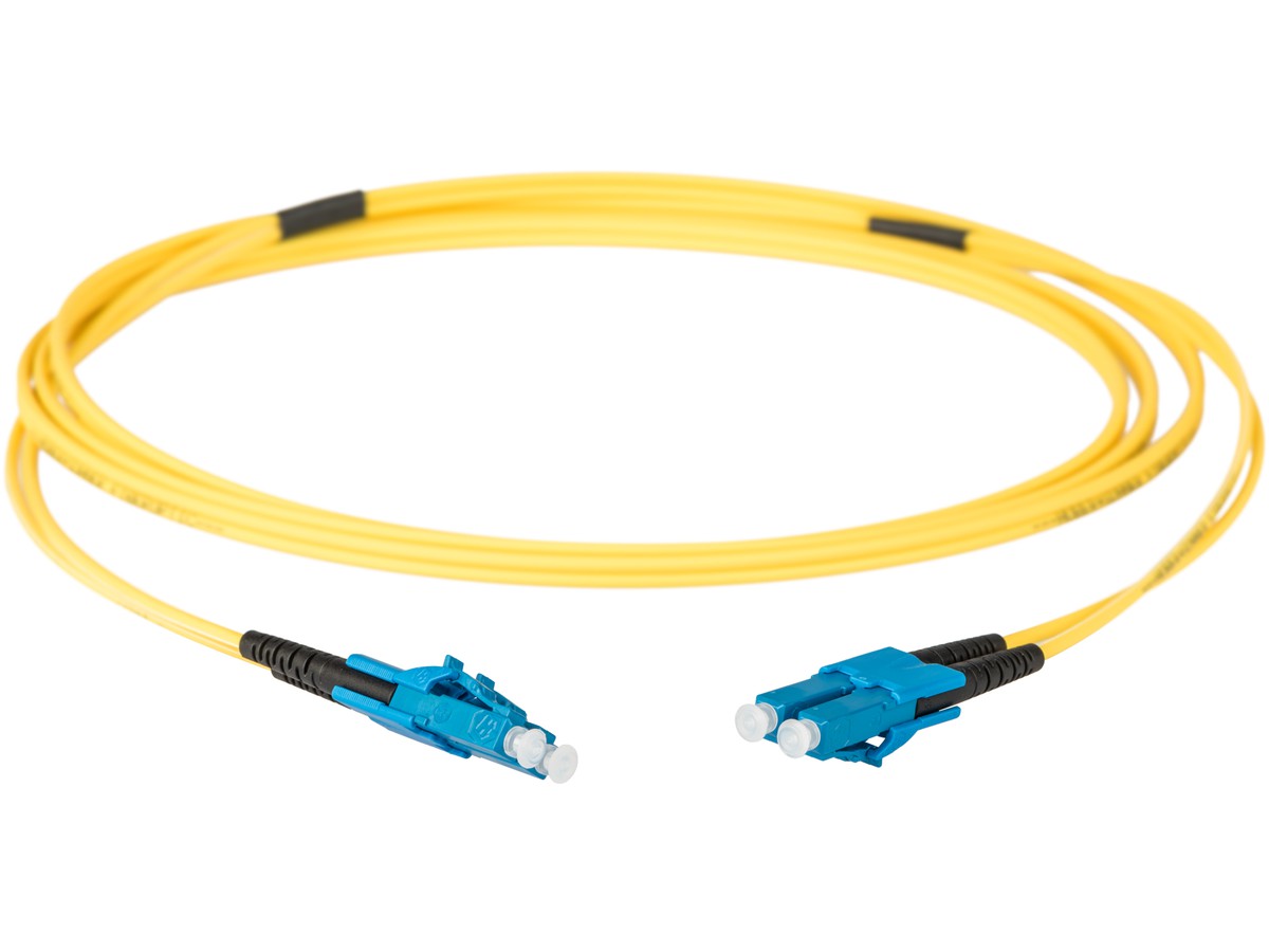 Cordon fibre optique, LCd - LCd - 9/125, duplex jaune, fig.8, L= 3.0m
