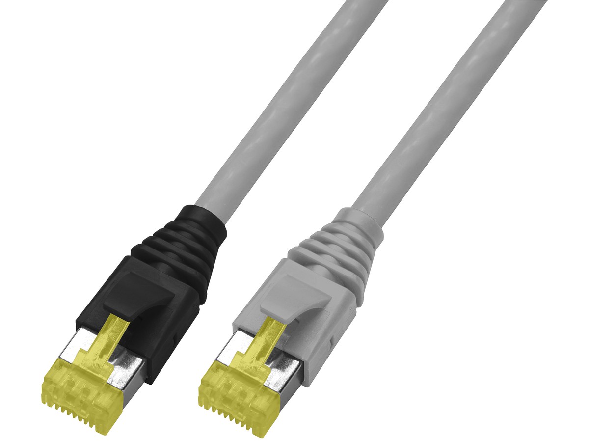 Unipatch VBS Typ 19 RJ45 AMP 2.0m - Cat.6A câble gris/capot TLP gris/noir