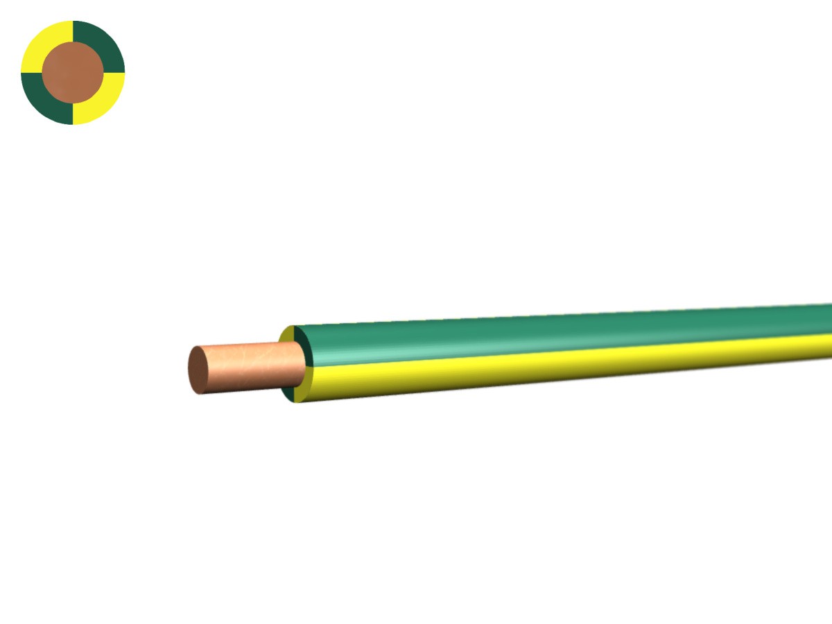Fil T Eca 2.50 PVC jaune-vert - 450/750V H07V-U