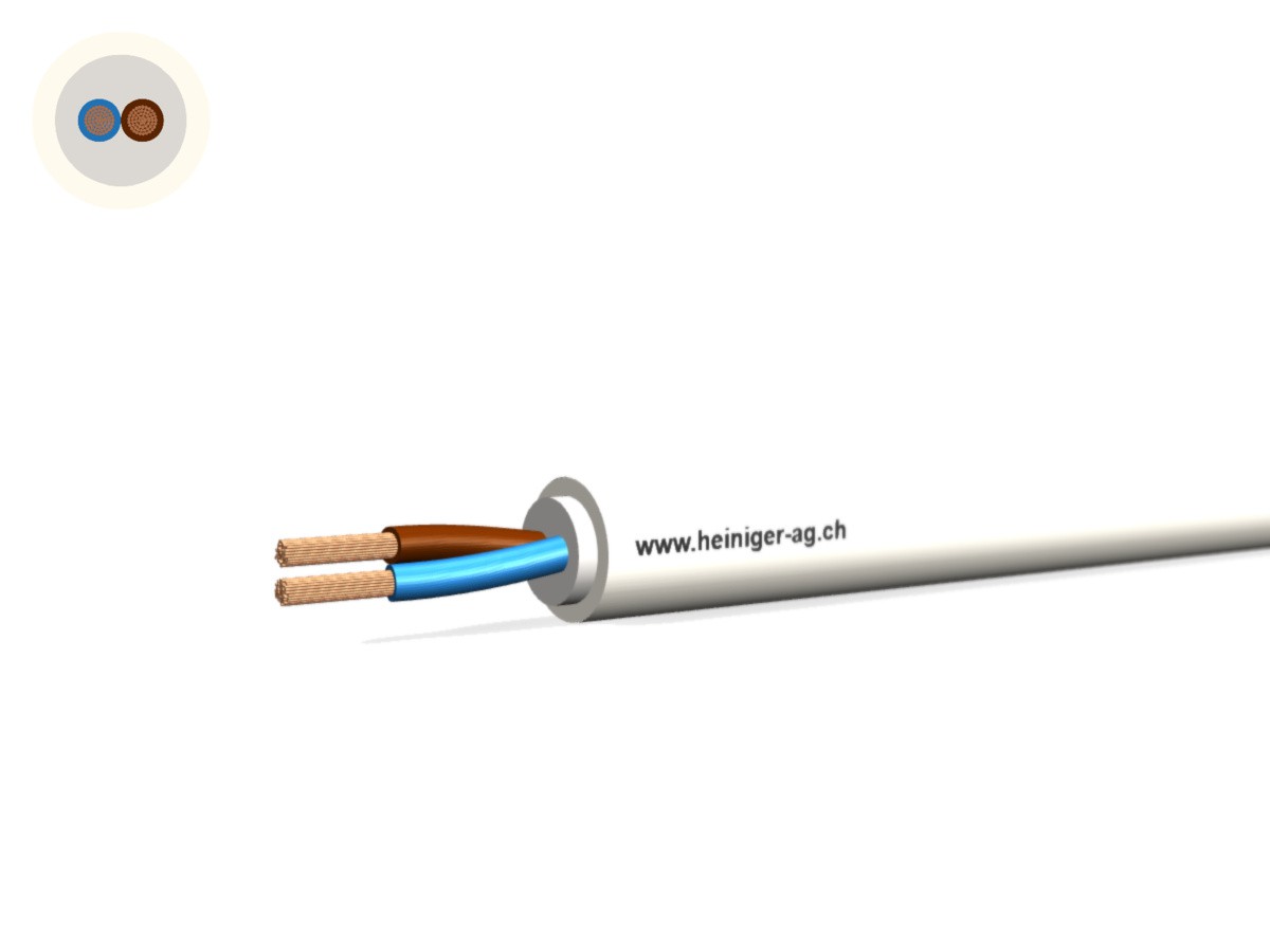 Tdlr Apparate-Kabel Eca 2x0.50 LN ws - RAL9010 H03VV-F 300/300V HD 308 S2