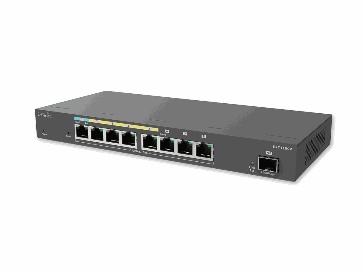 EnGenius EXT1105P, Managed Switch - 1x1000T PoE++ in / 4x1000 PoE+ out /