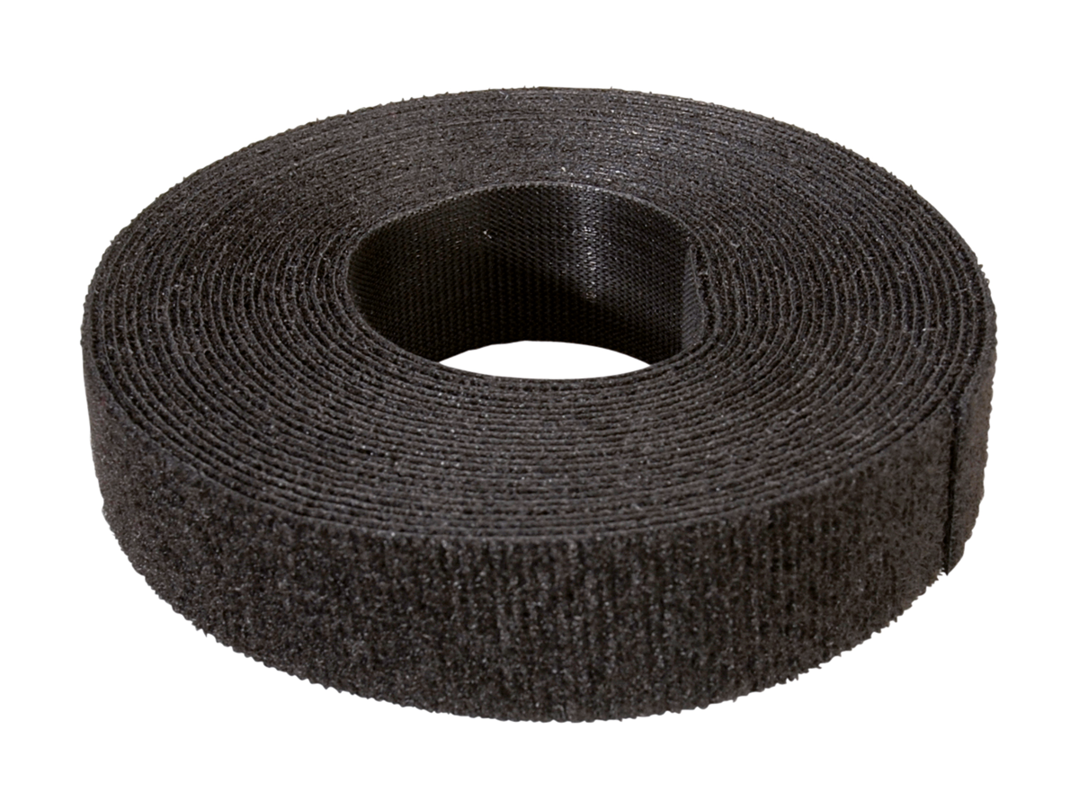 Bande velcro sur rouleau - noir, 25m