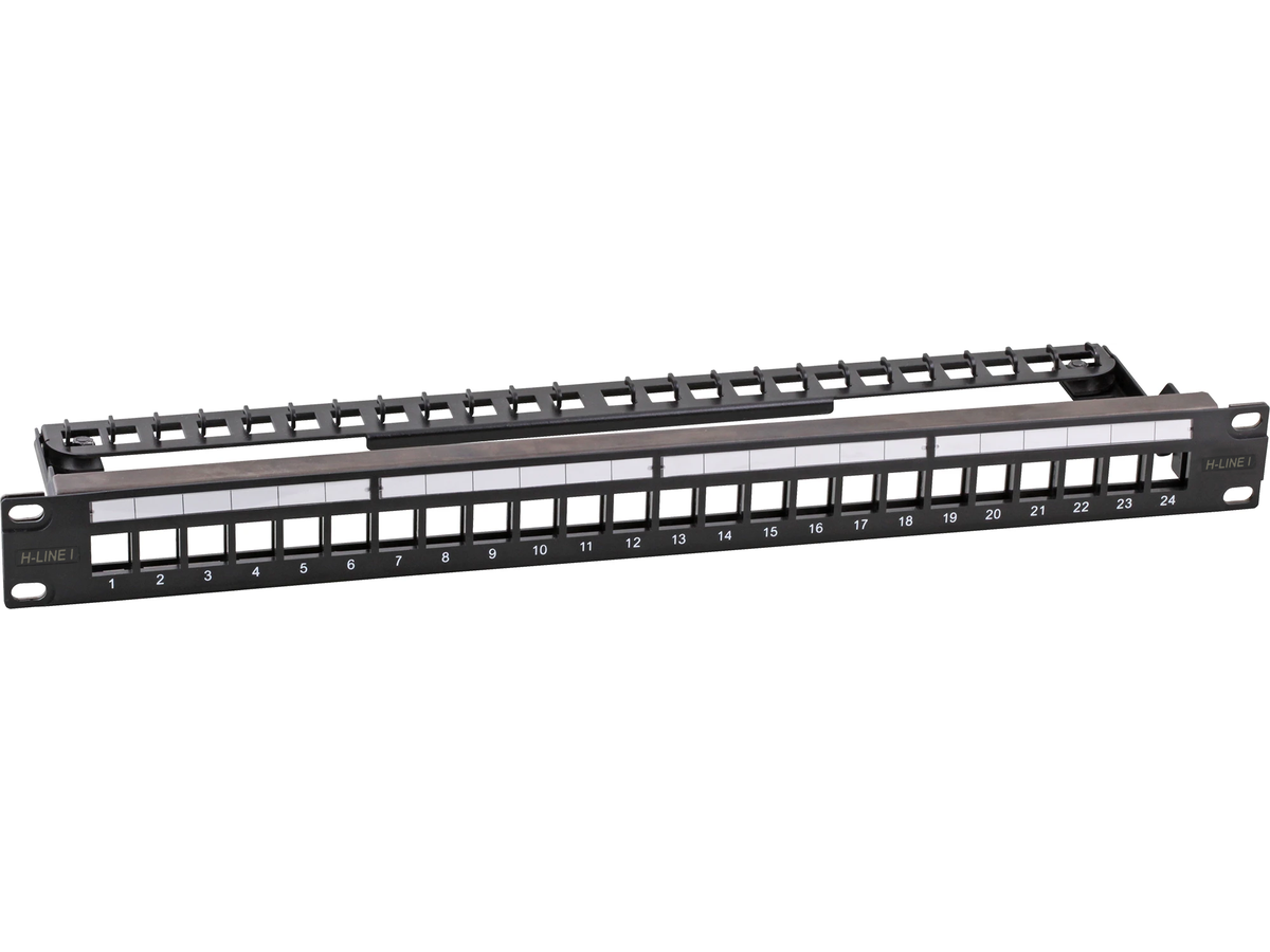 H-LINE I Rangierfeld 19" 1HE 24x STP - leer, schwarz, für Keystone Module