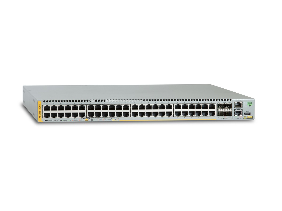 AT-x930-52GPX, 48x10/100/1000T+ - 4x 1000/10'000 SFP, PoE+ 1440W, L3+