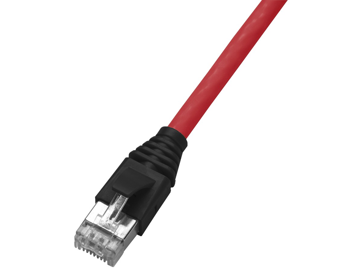 H-LINE Patch VBS Typ 63+ RJ45 3.0m - Kat.6 Kabel rot/TLP Haube schwarz