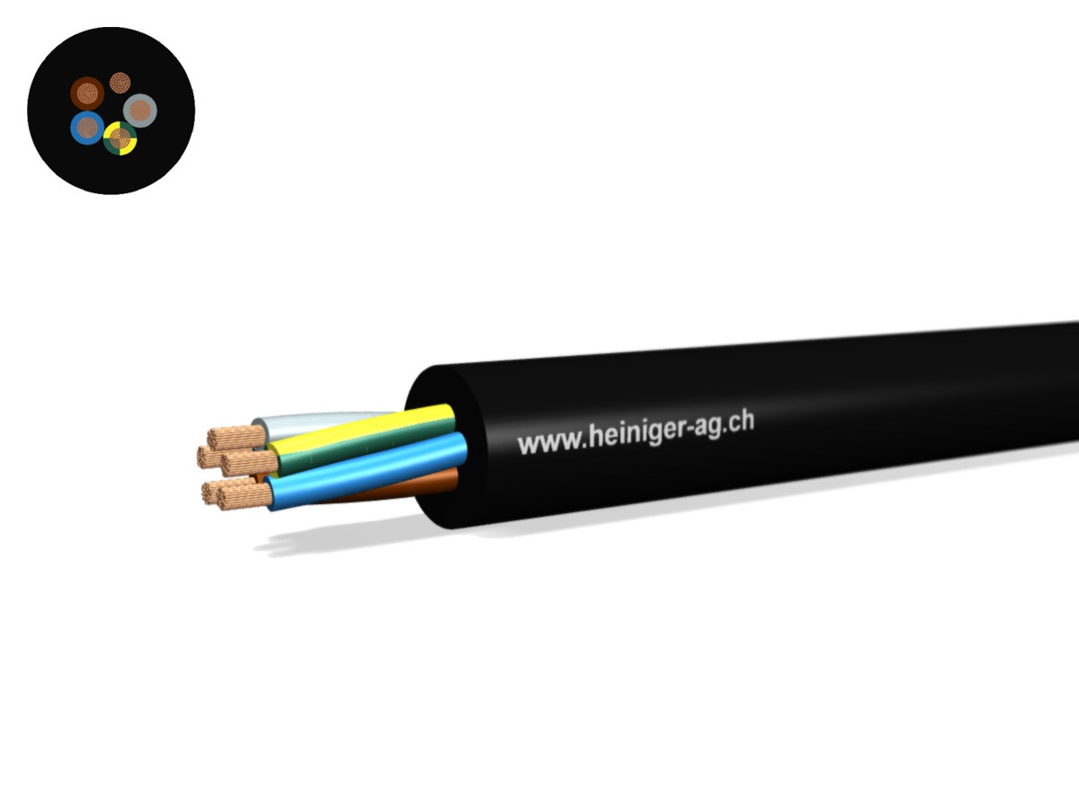 Gd câble de raccordement Eca 5G2.50 LNPE - nr RAL9005 H05RR-F 300/500V HD 308 S2