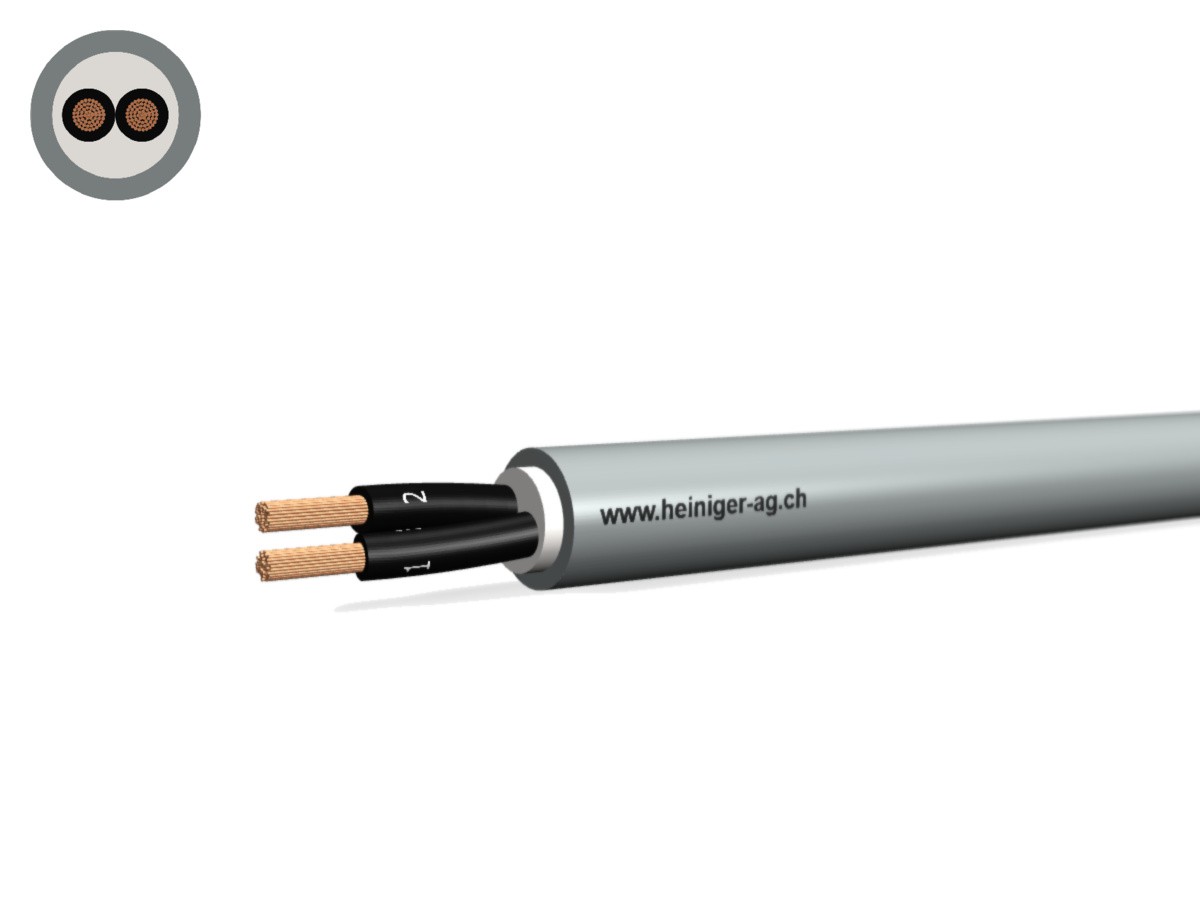 PVC-PUR Kabel 2x1.00 OZ num gr - 300/500V