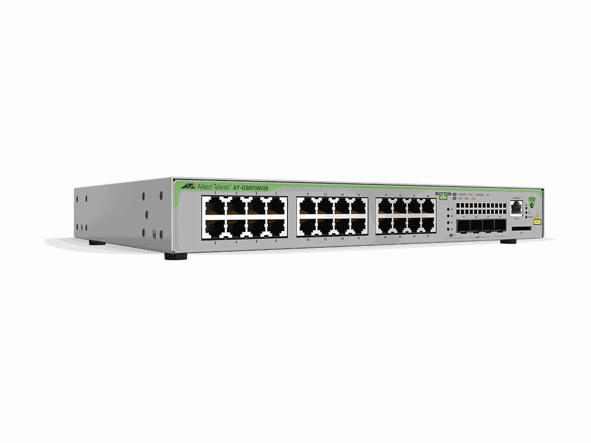 AT-GS970M/28, 24x10/100/1000T, 4xSFP - Switch L3, managed
