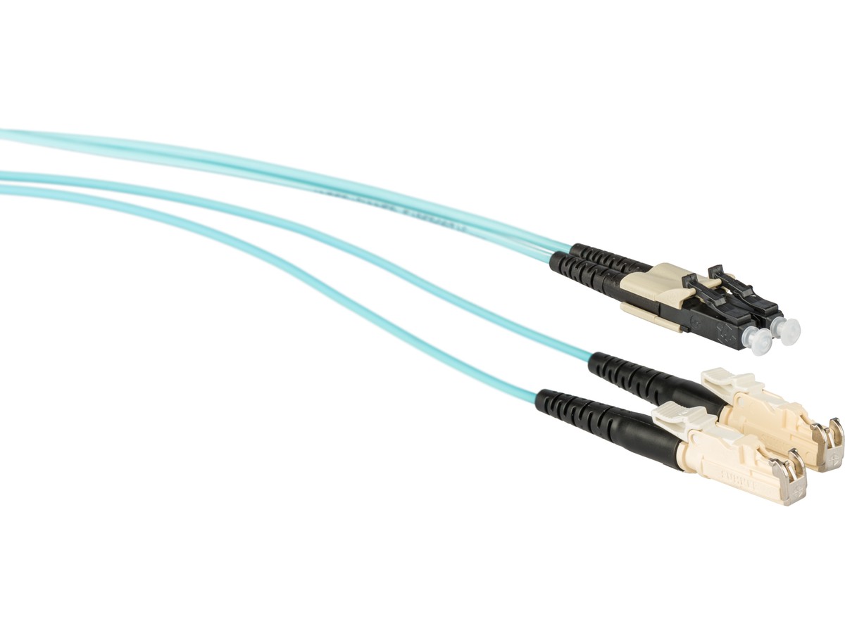 FO-Patchkabel VBS Typ 77, E2000 - LCd - 50/125 OM3, Fig.0 türkis, L= 15m