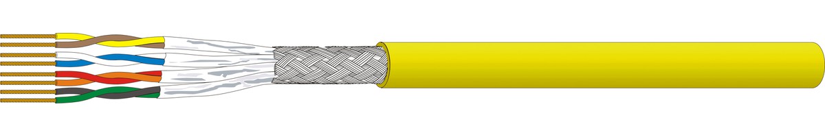 Uninet flex 7702 S/FTP 4x2x0.132 jaune - 4P FRNC/LSOH 1200MHz Cat.7, Dca