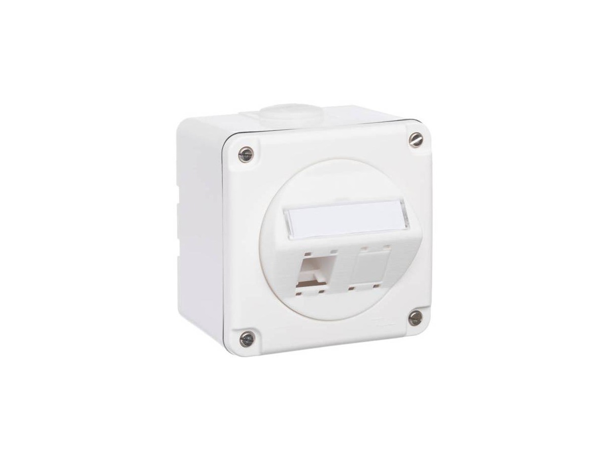 R&M AP DA-Dose Splash IP54 für - Kat.5/6 2 Port, weiss, 87x87, leer