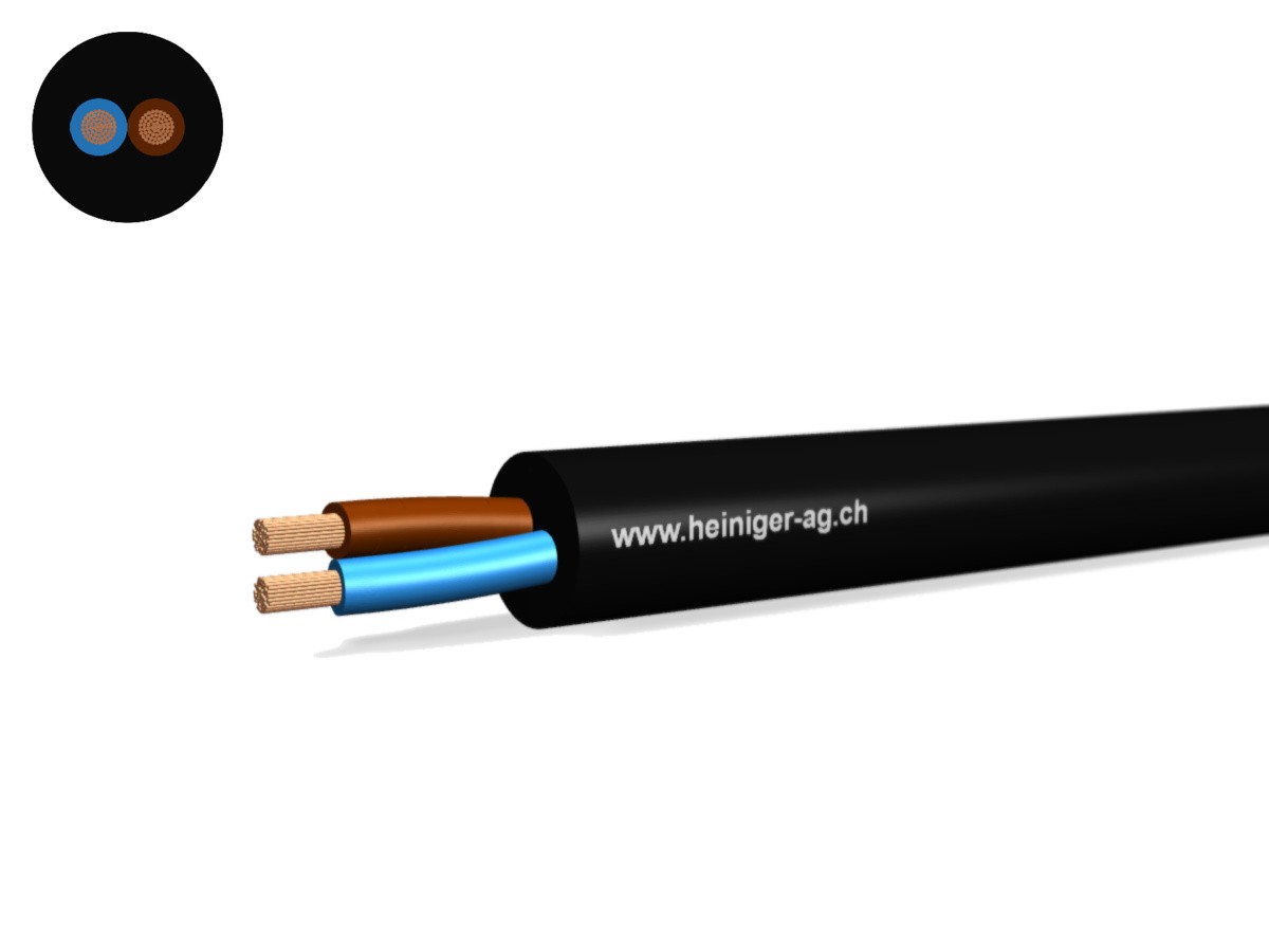 Câble d'appareils Td Eca 2x2.50 LN nr - RAL9005 H05VV-F 300/500V HD 308 S2