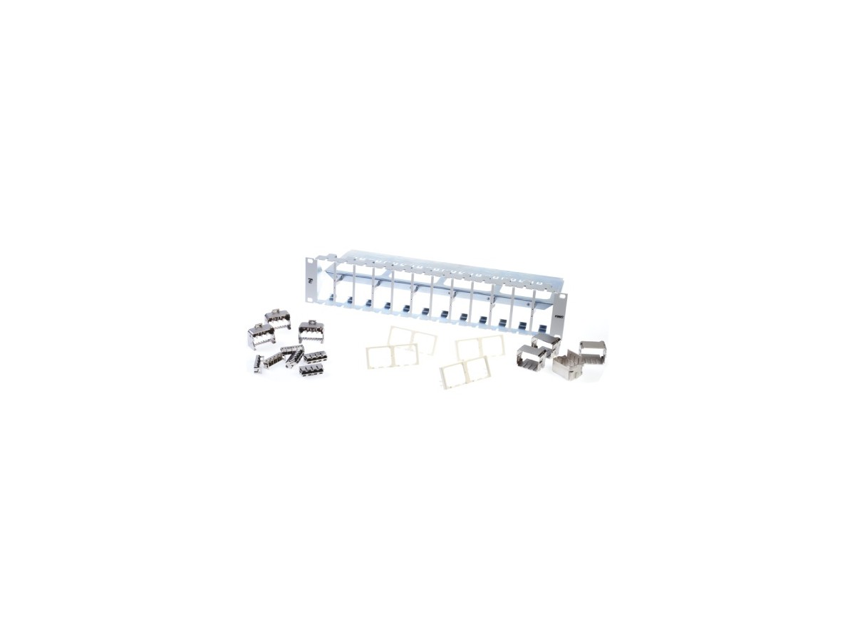 ACO Plus Panel 24-fach 2HE leitend grau - bestückt, RAL7035
