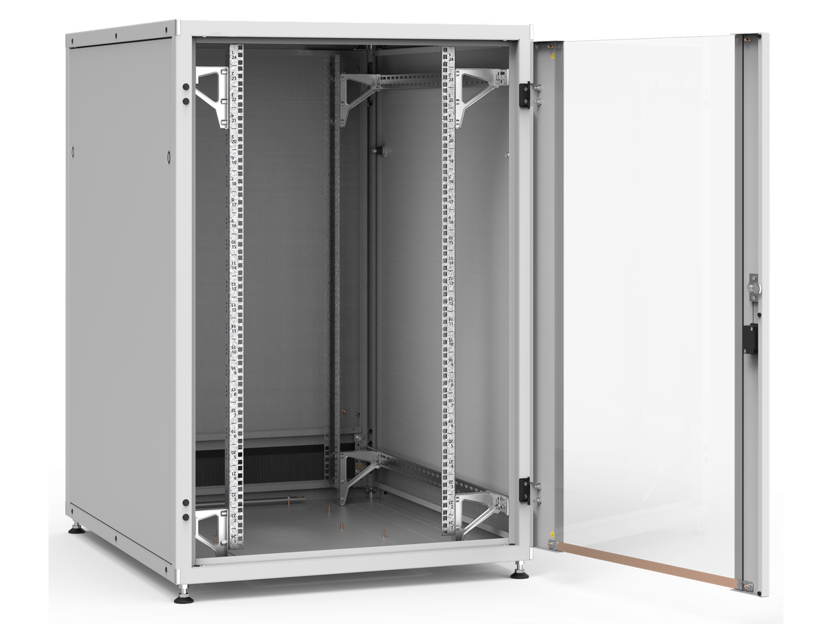 H-Rack 19" H1230xL800xP1000 24HE - Portes verre et tôle, complet