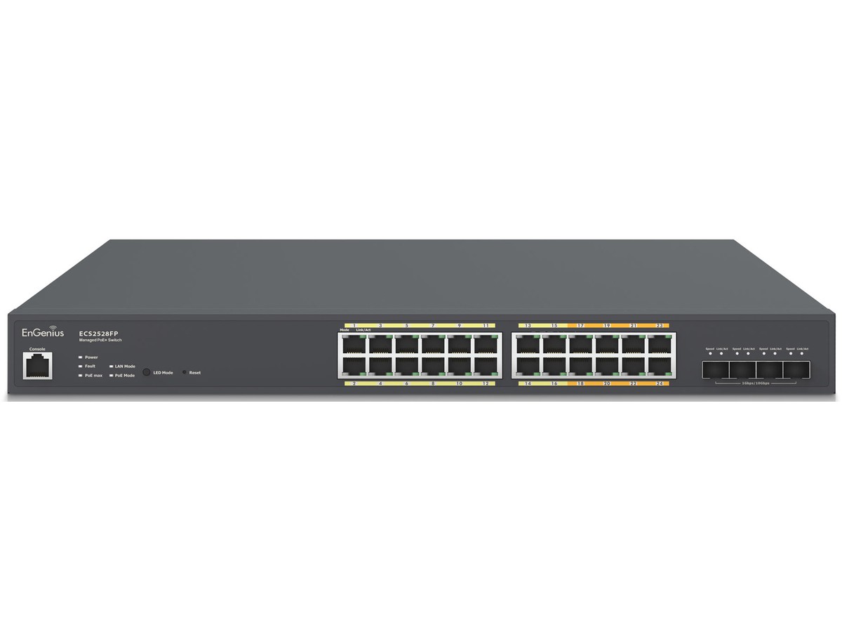 EnGenius ECS2528FP, Cloud Managed Switch - PoE+, 16x1000T, 8x M-GbE, 4xSFP+, 410W