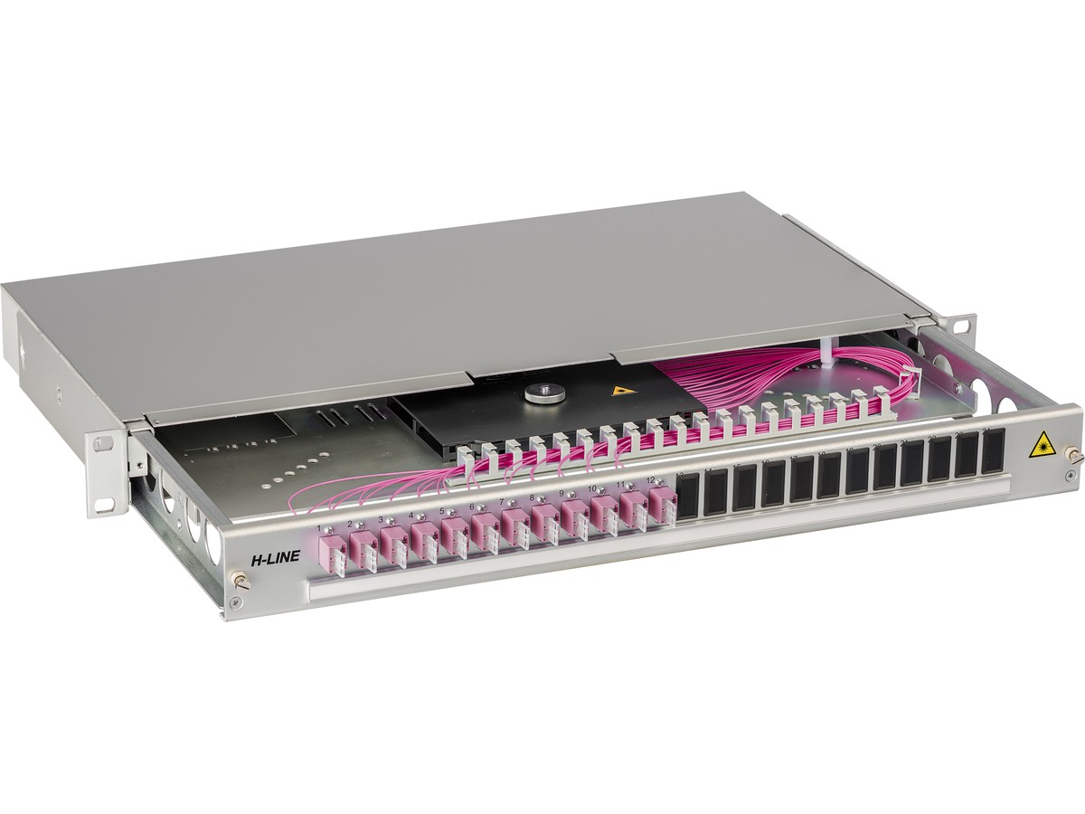 Tête de câble alu 18xLC duplex 50/125OM4 - H-Line, 1UH, prêt à jonctionner