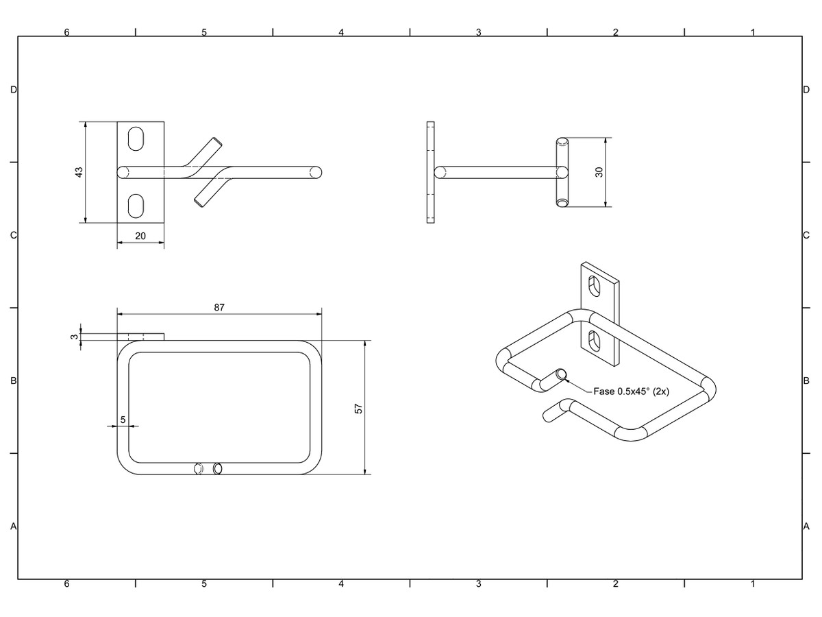 Etrier de rangement pour montage latéral - RB 55x85