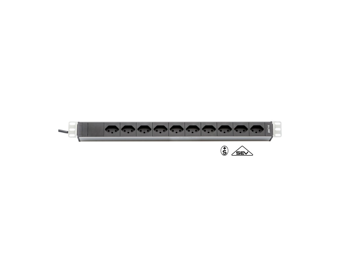 H-LINE Steckdosenleiste 10xT13, oF - nicht für 19", Kabel 3m, schwarz