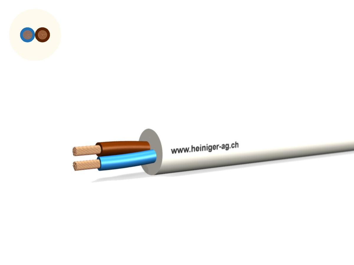 Câble d'appareils Td Eca 2x1.50 LN bc - RAL9010 H05VV-F 300/500V HD 308 S2