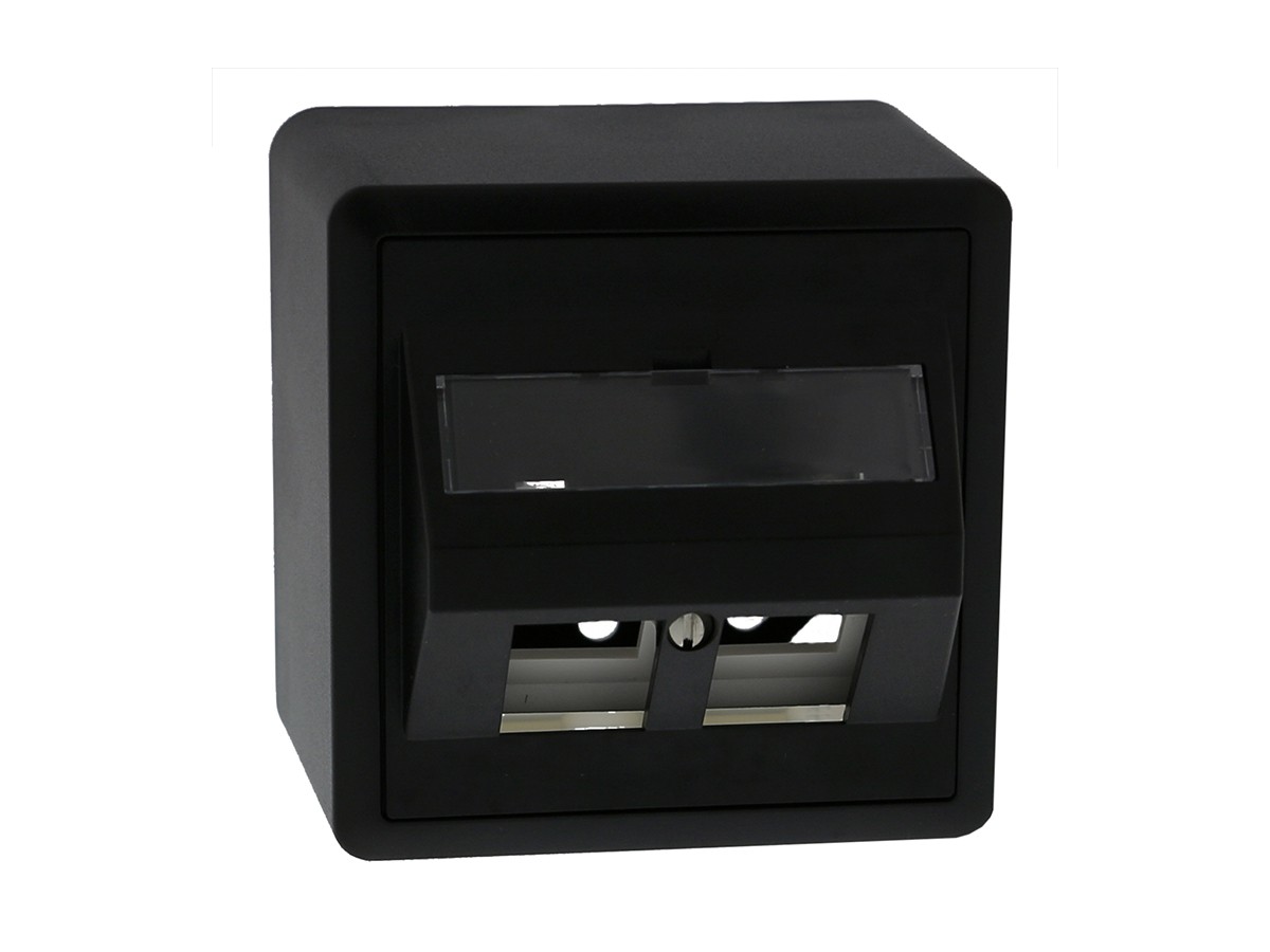 Unilan Boîtier apparent EDIZIOdue - 2 ports, noir, inclinés pour RJ45 (KS)