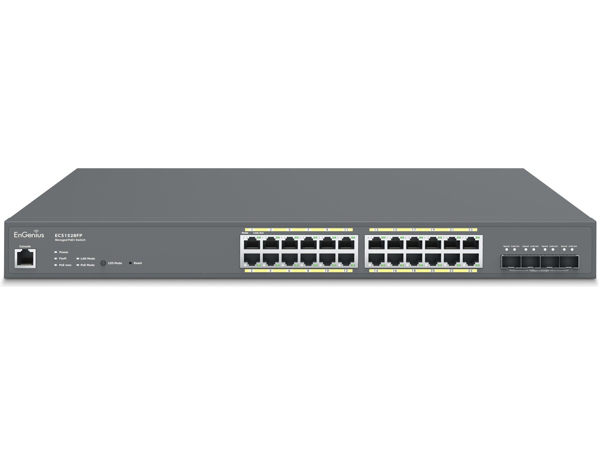 EnGenius ECS1528FP, Cloud Managed Switch - PoE+, 24x1000T, 4xSFP+, 410W