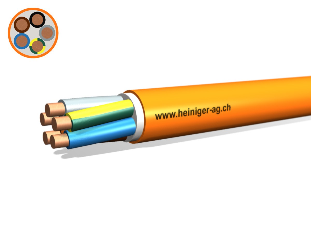 Câble de séc. FE180 E30-E60 B2ca 5x70 - LNPE PYROFIL san-hal non p. de flamme or