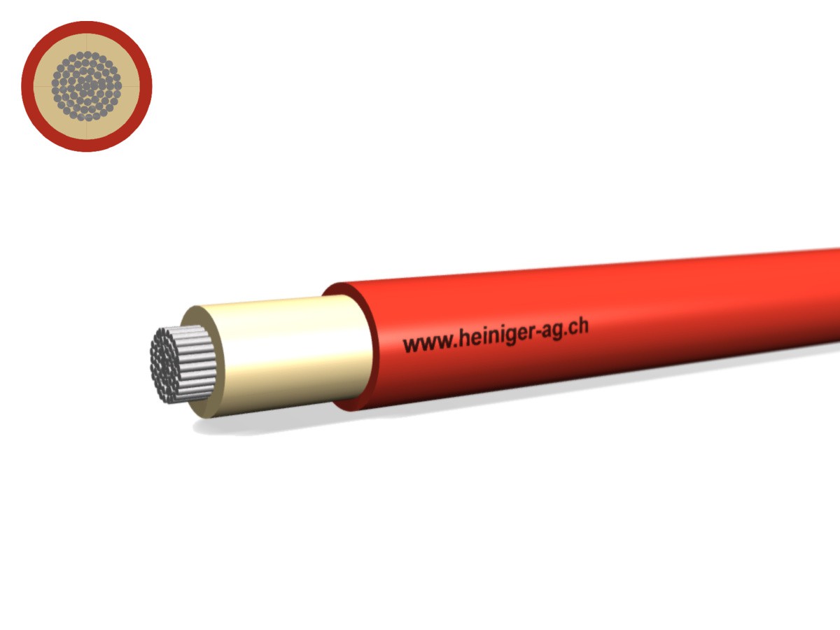 Solarkabel vernetzt 1x50 rot - UV- und witterungsbeständig