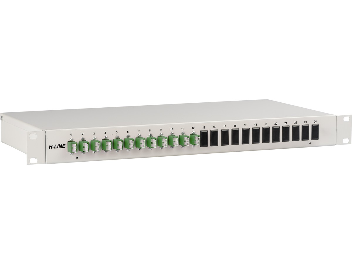 Tête de câble 8xLC APC duplex singlemode - H-Line, 1UH, pour câble conf., vert