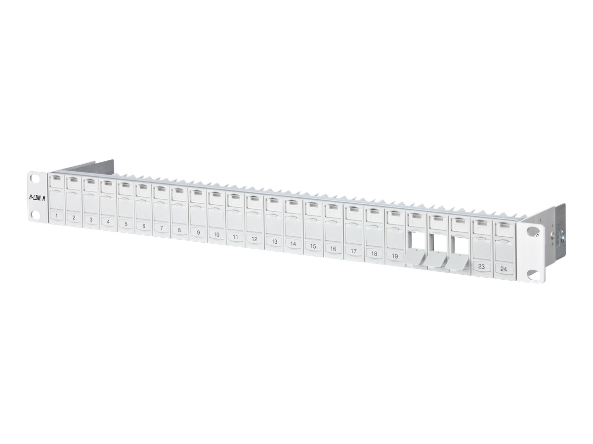 H-LINE M Rangierfeld 19" 1HE 24x STP - leer, RAL7035, für Keystone Module