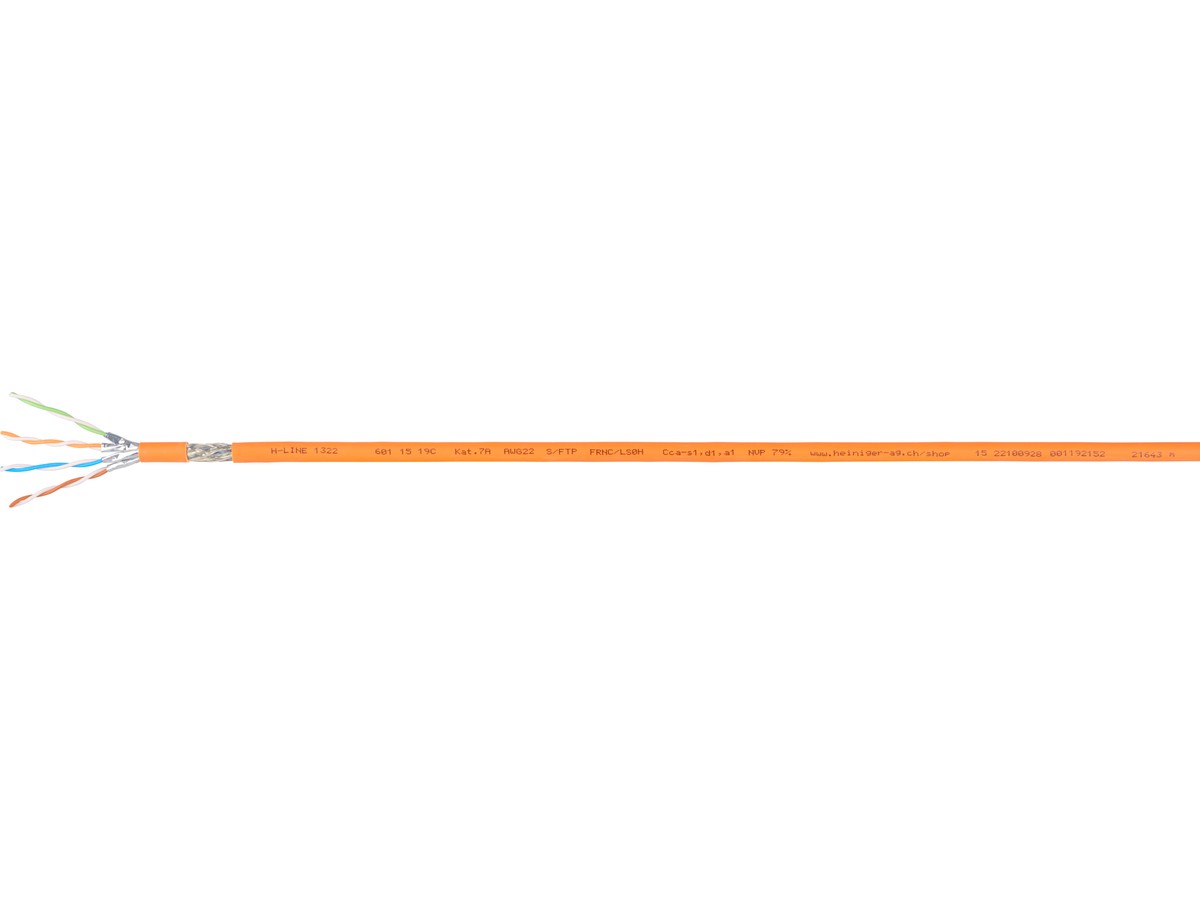 H-LINE 1322 Datenkabel S/FTP 4x2x0.62 - FRNC/LSOH 1500MHz Kat.7A, orange, Cca