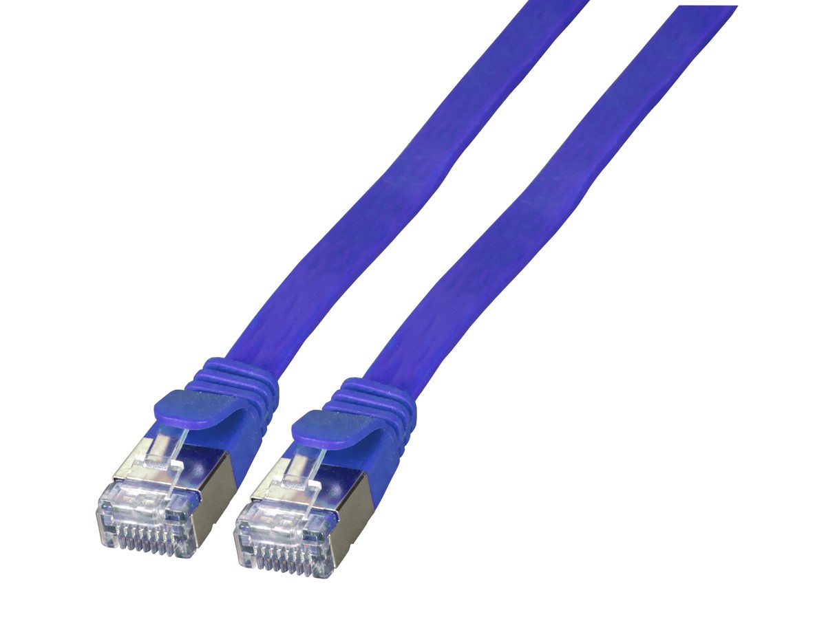 Slimpatchkabel Kat.6A U/FTP 1.0m - PVC, paargeschirmt, ultraflach, blau