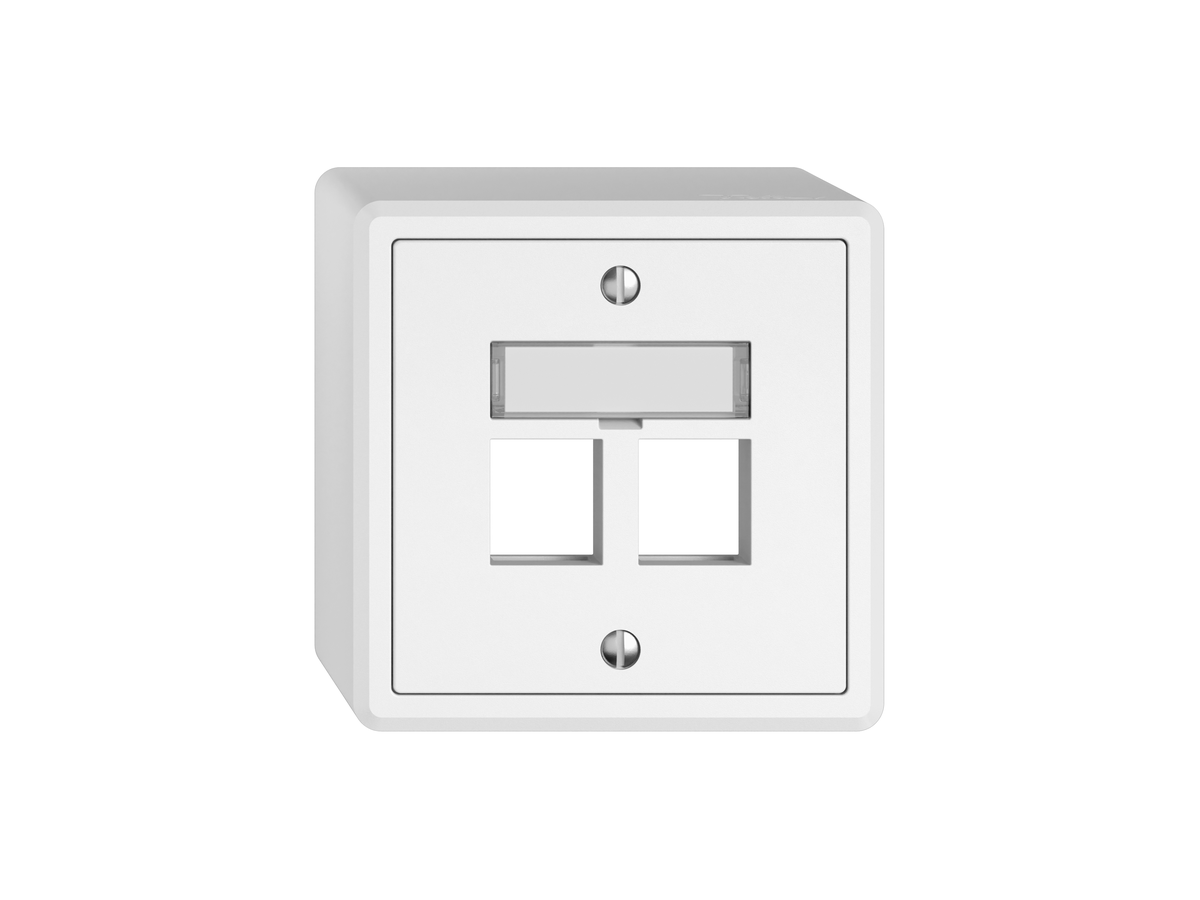 Feller AP-Dose EDIZIO.liv, 2fach weiss - Gradauslass für RJ45 (KS)