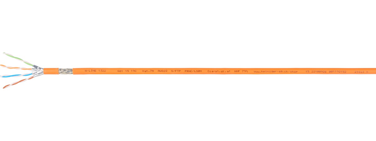 H-LINE 1322 câble data S/FTP 4x2x0.62 - FRNC/LSOH 1500MHz, Cat.7A, orange, Cca