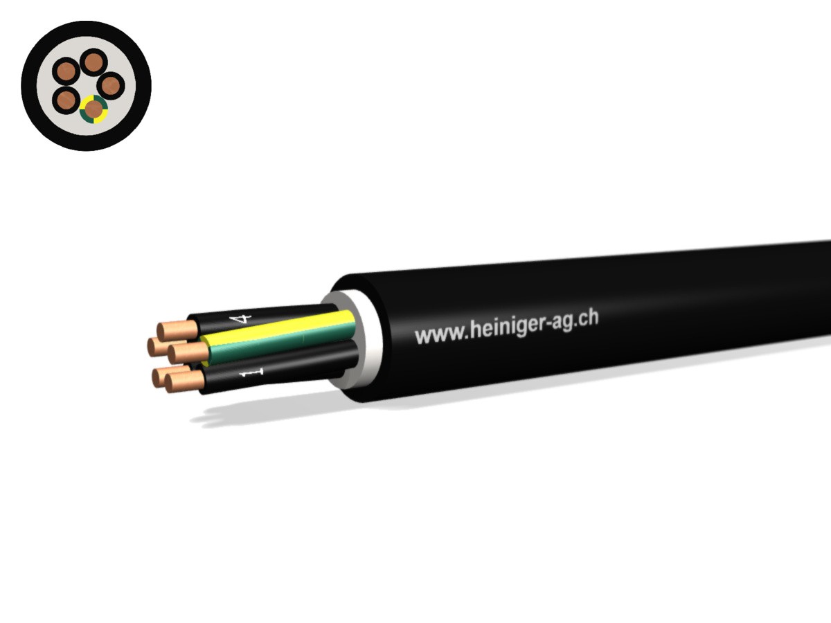 Erdkabel NYY-J Eca 5x4 sw - 0.6/1kV