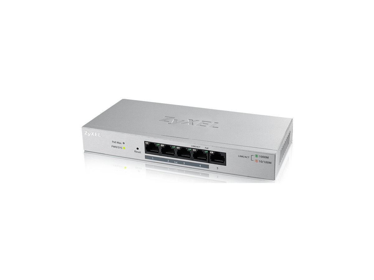 Zyxel GS1200-5HP, Switch Web-managed - 4x 10/100/1000T PoE, 1x 1GB Uplink RJ45