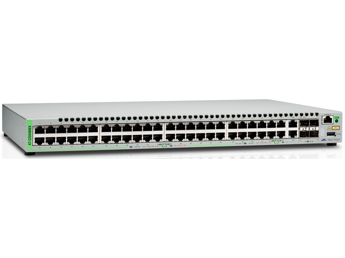 AT-GS948MPX, 46x10/100/1000 + 2xSFP-Cob. - + 2xSFP+, PoE+, 370W, Switch L2