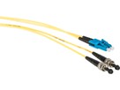 Cordon fibre optique, LCd PC - ST - 9/125, duplex jaune, fig.8, L= 2.0m