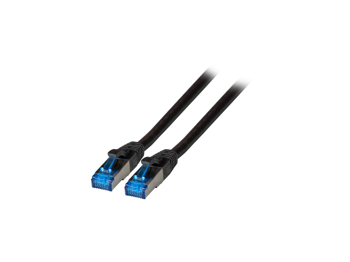 Standard Patchcâble RJ45, S/FTP 3.0m - Cat.6A, câble Cat.7, TPE/LSZH, noir