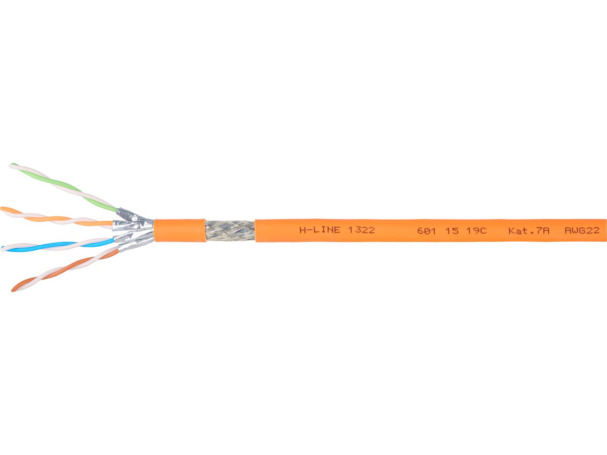 H-LINE 1322 Datenkabel S/FTP 4x2x0.62 - FRNC/LSOH 1500MHz Kat.7A, orange, Cca