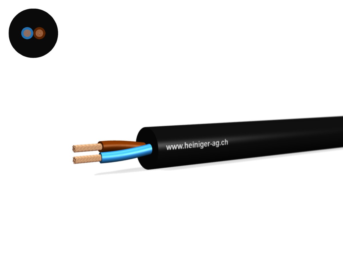 Câble d'appareils Td Eca 2x0.75 LN nr - RAL9005 H05VV-F 300/500V HD 308 S2