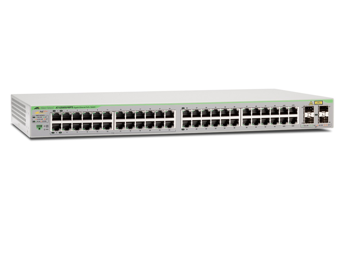 AT-GS950/48PS, 48x10/100/1000T, PoE+ - + 4xSFP-Combo, Switch L2, Web-managed